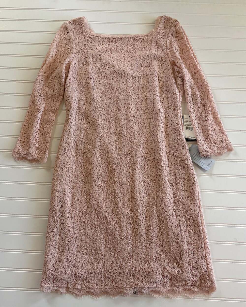 NWT Adrianna Papell Long Sleeve Lace Sheath Dress Bridal Blush Size 12 Mother of